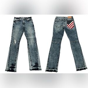 First Row Men's slim straight distressed Jeans Blue Denim
American Flag 30X32‎